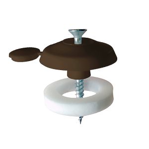 Nylon Fixing Button c/w Washer & Screw 10mm Brown