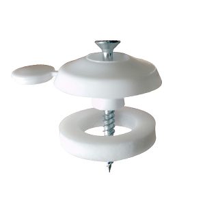 Nylon Fixing Button c/w Washer & Screw 16mm White
